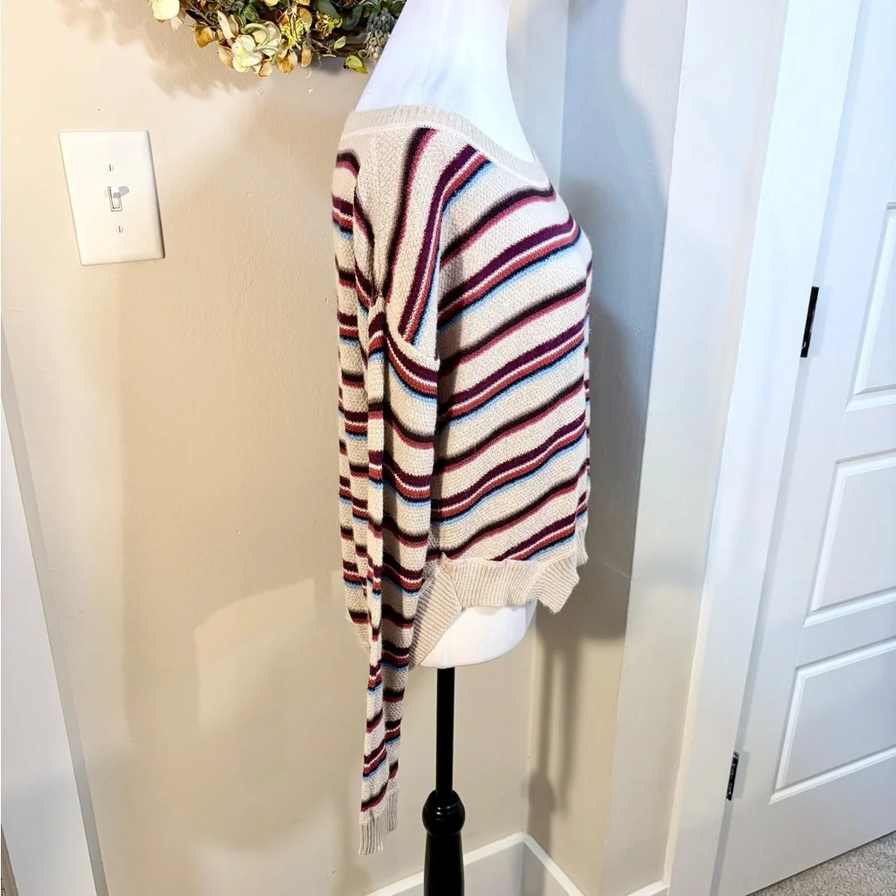 FREE PEOPLE BEACH Road Trip Alpaca Blend Boxy Cropped Split Side Sweater Sz S💛